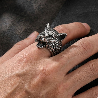 Large Wolf Head Statement Ring