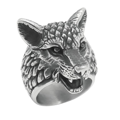 Large Wolf Head Statement Ring