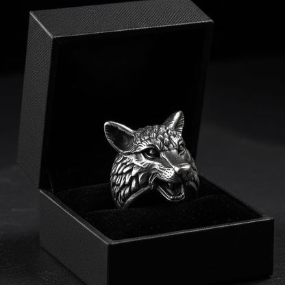 Large Wolf Head Statement Ring