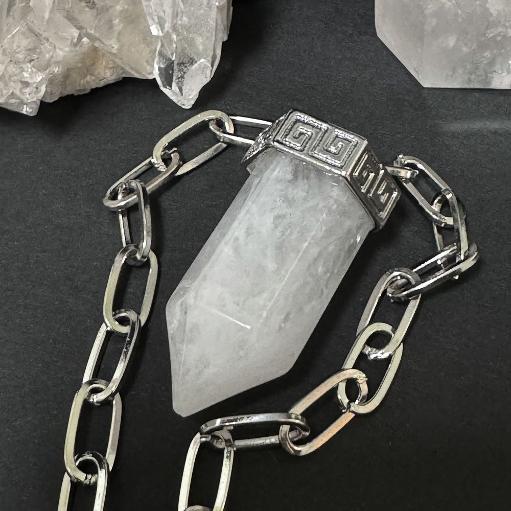 Clear Quartz Chunky Crystal Point Necklace